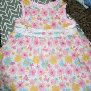 🎀#240 Pink Floral Lace Bottom Sundress